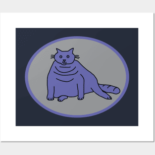 Very Peri Chonk Cat on Ultimate Gray Oval Posters and Art